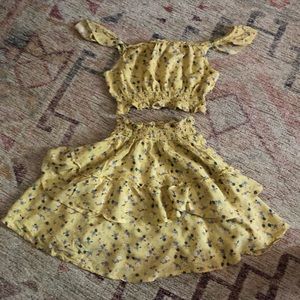 Between 2 Piece Yellow Summer Outfit with top and skirt